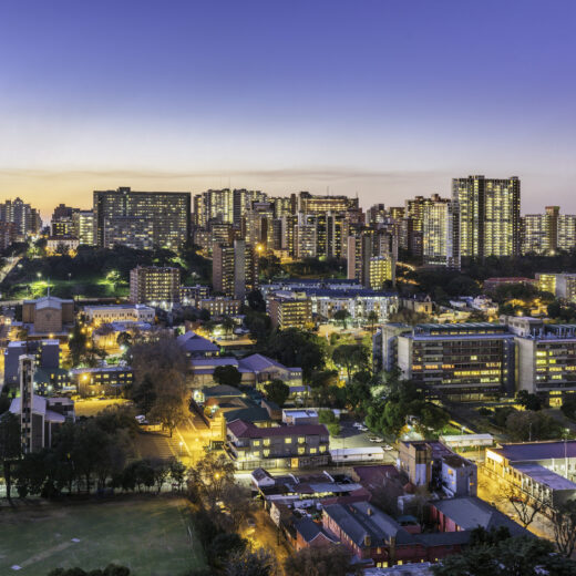 Johannesburg city skyline at sunset