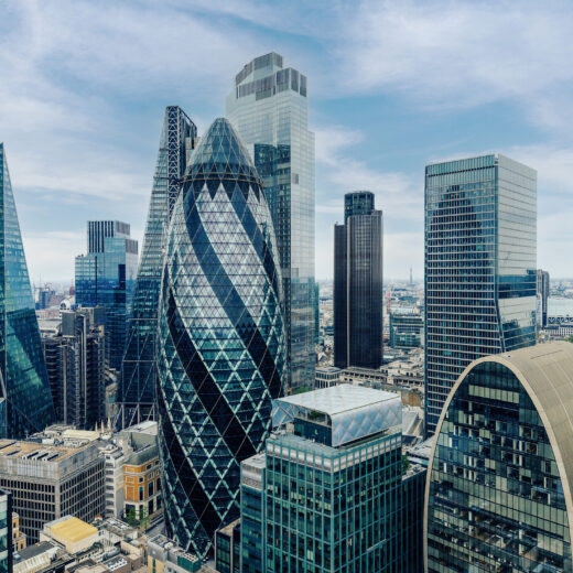 The Gherkin and the skyscrapers of the City of London
