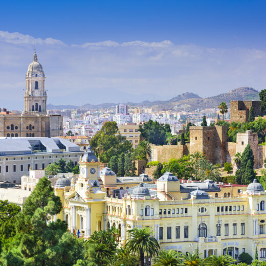 Malaga Cathedral and the old town rooftops