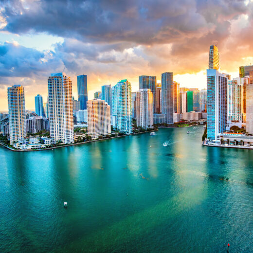 Aerial view of downtown Miami and Biscayne Bay