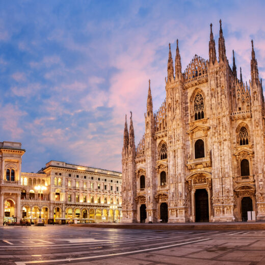 Milan Cathedral in Piazza del Duomo at dusk